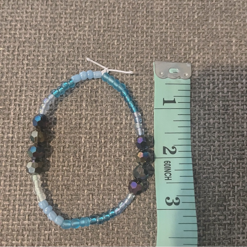 Iridescent & Glass beads Stretch bracelets Purple Pink Blue Clear NWT 4 Handmade - Picture 4 of 9